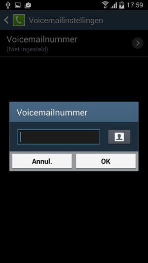 Voer het Voicemailnummer in en selecteer OK