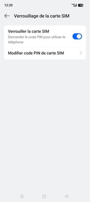 Sélectionnez Modifier code PIN de carte SIM