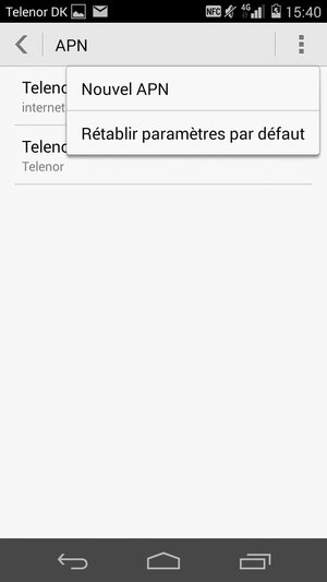 Si votre écran ressemble à ceci, sélectionnez le bouton du Menu et sélectionnez Rétablir paramètres par défaut