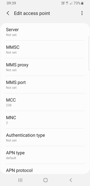 Scroll down and enter Internet information
