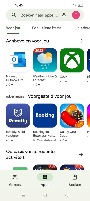 Selecteer de zoekbalk