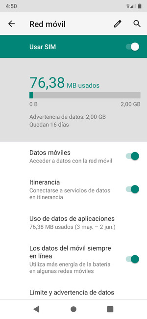 Activar o desactivar Itinerancia