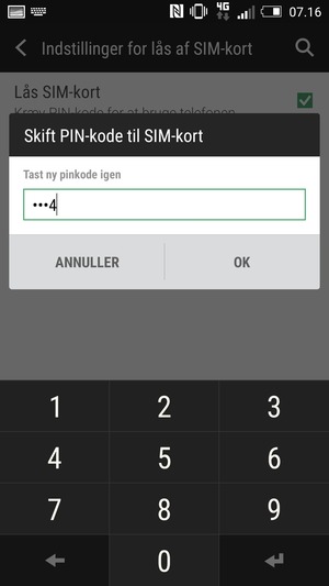 Bekræft din nye PIN-kode til SIM-kort og vælg OK