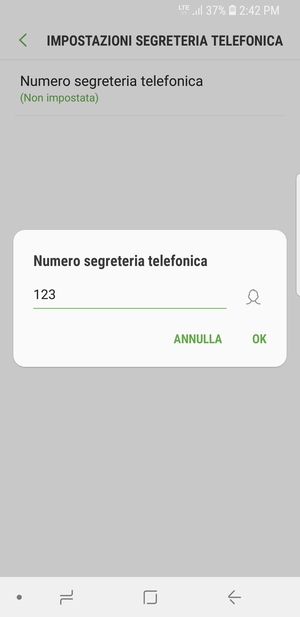 Inserisci Numero segreteria telefonica e seleziona OK