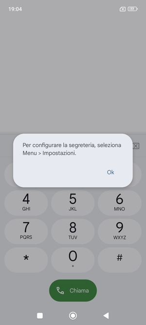 Se la segreteria telefonica non è configurata, seleziona Ok