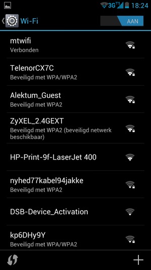 U bent nu verbonden met het WiFi-netwerk