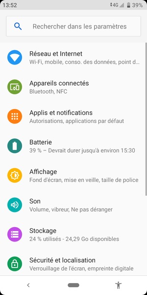 Sélectionnez Réseau et Internet