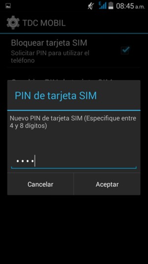 Introduzca su Nuevo PIN de tarjeta SIM y seleccione Aceptar