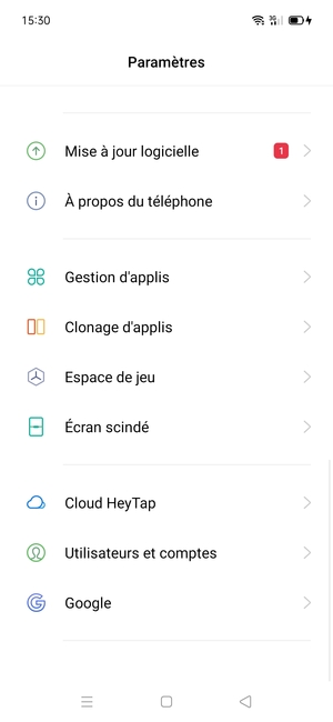 Faites défiler et sélectionnez Mise à jour logicielle