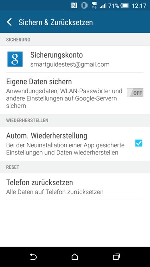 Wählen Sie Sicherungskonto