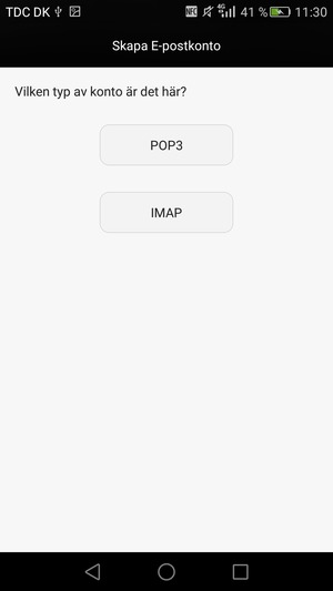 Välj POP3 eller IMAP