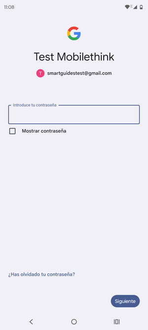 Introduzca su contraseña y seleccione Siguiente