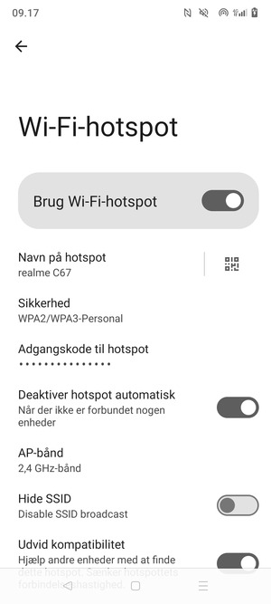 Din telefon er nu sat op til brug som modem