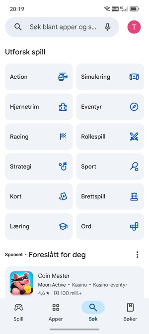 Velg søkefelt