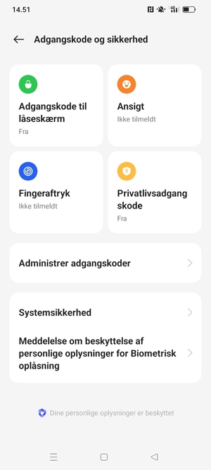 For at aktivere din skærmlås, gå til menuen Adgangskode og sikkerhed og vælg Adgangskode til låseskærm