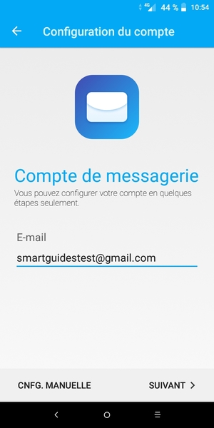Saisissez votre adresse Gmail et sélectionnez SUIVANT