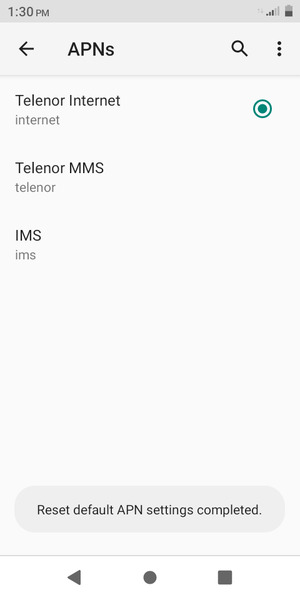 Your phone will reset to default Internet and MMS settings