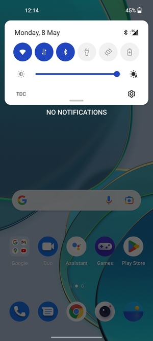 Slide down the top menu again