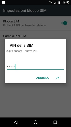 Conferma il nuovo PIN e seleziona OK