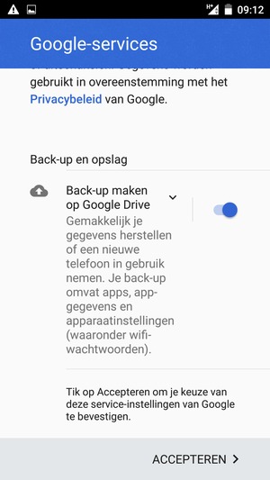 Selecteer ACCEPTEREN