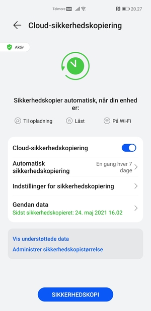 Vælg SIKKERHEDSKOPI