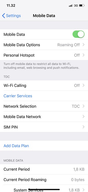 Select Mobile Data Options