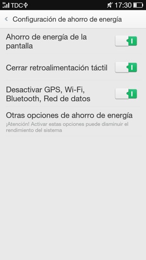 Active Modos ahorro de energía