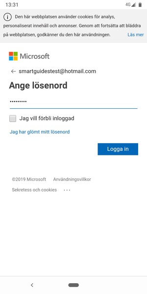 Ange ditt lösenord och välj Logga in