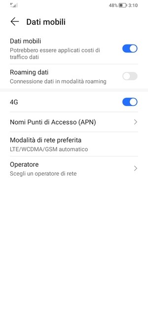 Seleziona Nomi Punti di Accesso (APN)