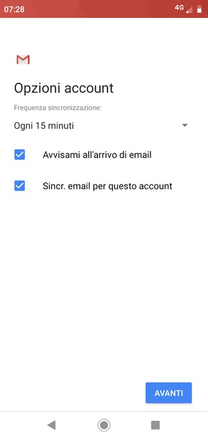 Seleziona AVANTI