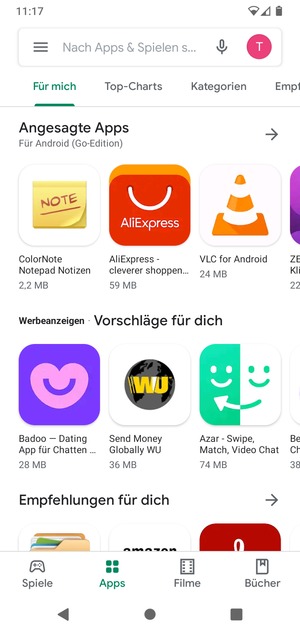 Wählen Sie die Suchleiste