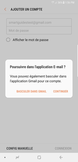 Sélectionnez CONTINUER