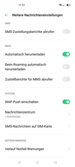 Wählen Sie Nachrichtenzentrum