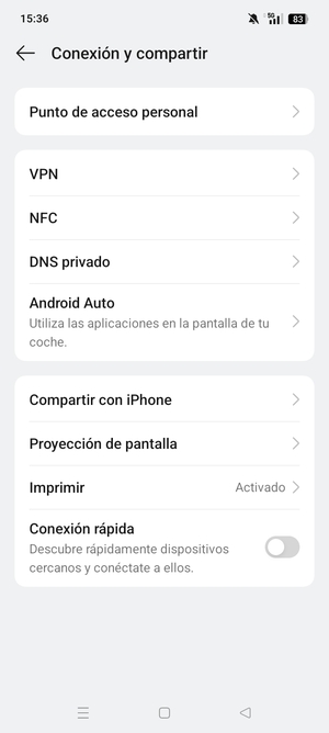 Seleccione Punto de acceso personal