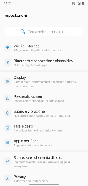 Seleziona Wi-Fi e Internet