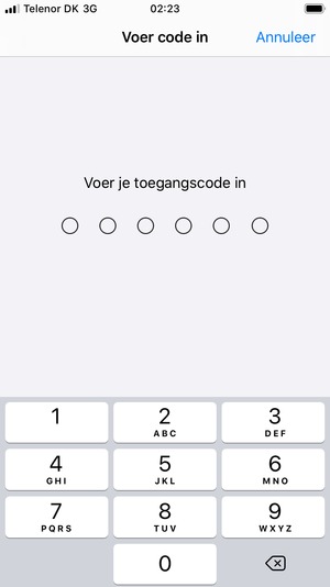 Voer uw toegangscode in als deze geactiveerd is op uw telefoon