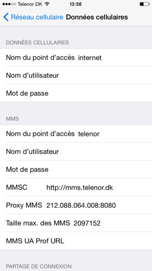 Saisissez les informations Internet
