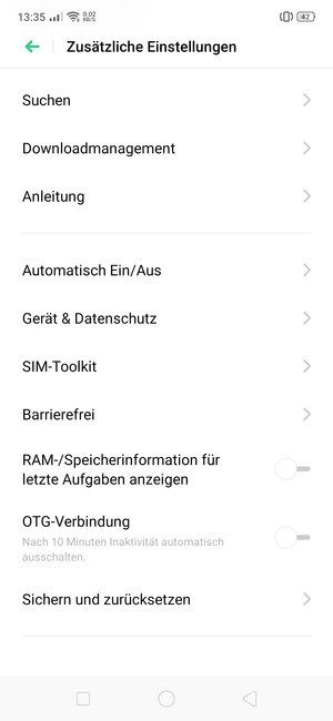 Scrollen Sie und wählen Sie Gerät & Datenschutz