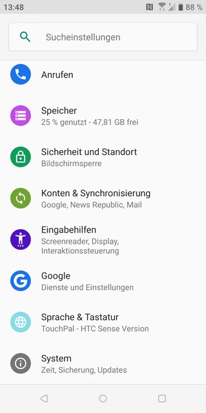 Scrollen Sie und wählen Sie System
