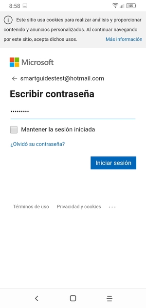 Introduzca su contraseña y seleccione Iniciar sesión