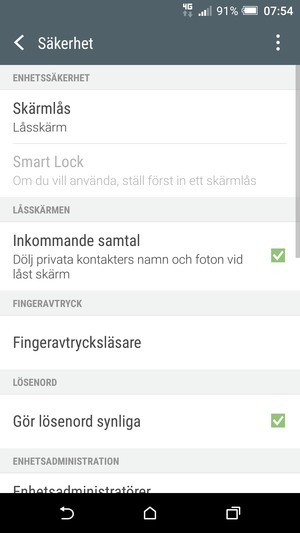 Välj Skärmlås