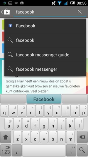 Voer de app-naam in en selecteer Zoek