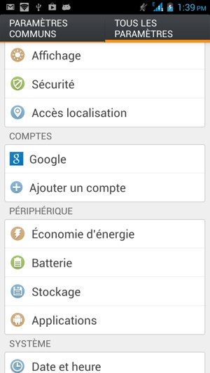 Sélectionnez Google