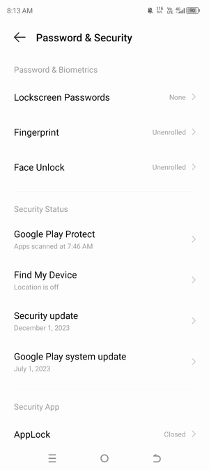Select Lockscreen Passwords