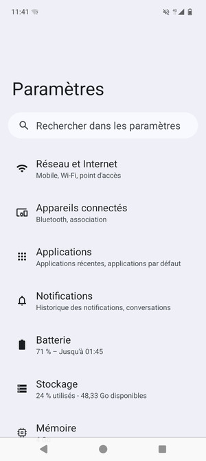Sélectionnez Réseau et Internet