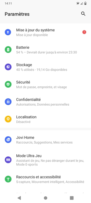 Faites défiler et sélectionnez Sécurité
