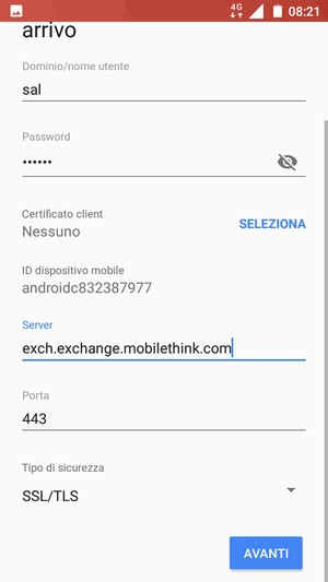 Scorri verso il basso e seleziona AVANTI
