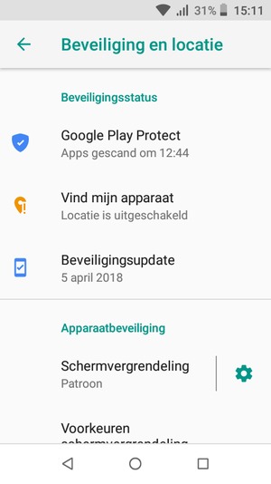 Uw telefoon is nu beveiligd met een schermvergrendeling