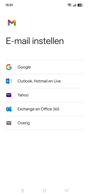 Selecteer Exchange en Office 365