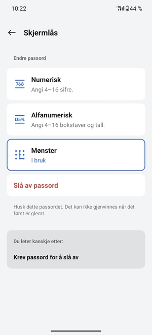 Telefonen din er nå sikret med en skjermlås